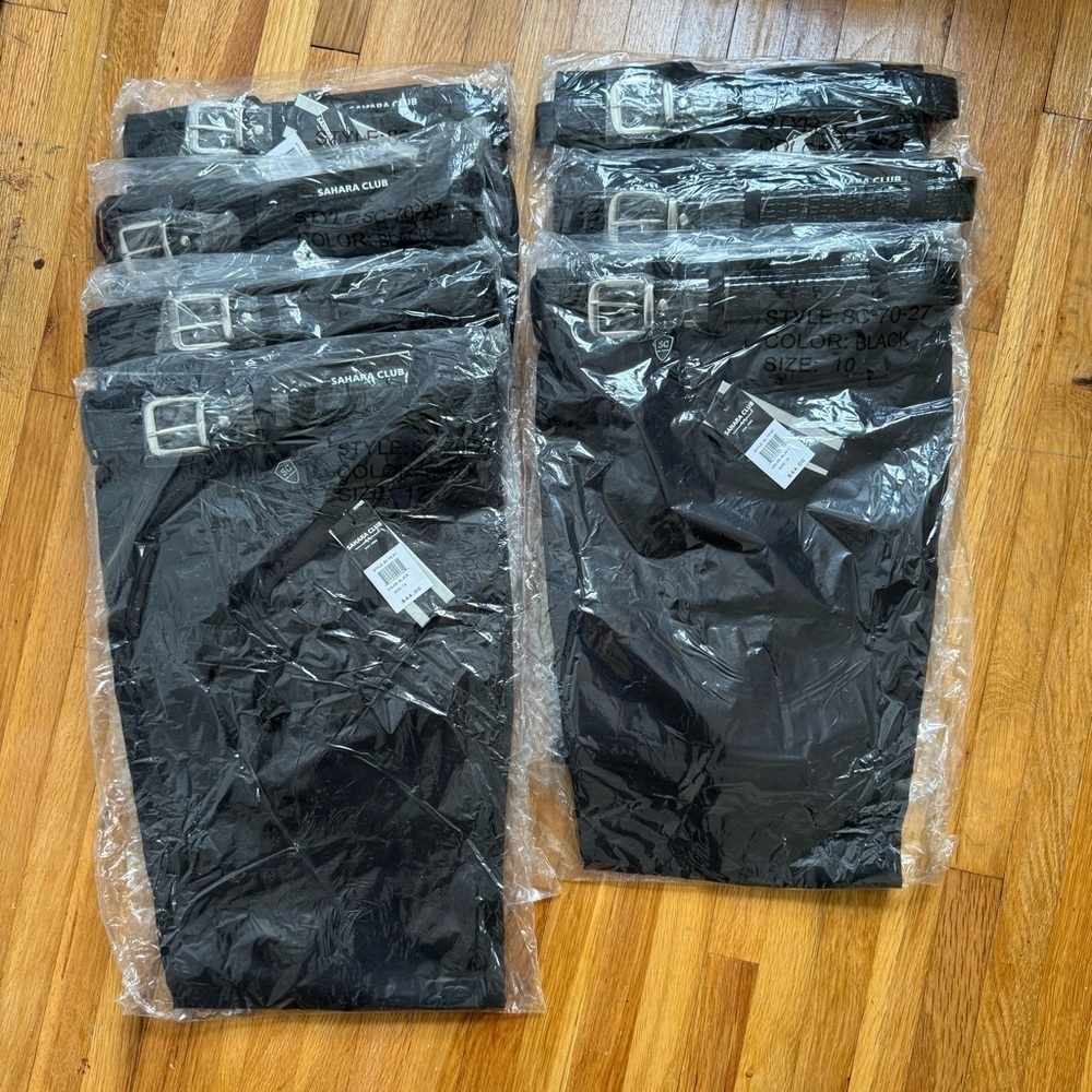 Sahara Club Wholesale Lot of 7 Boys Black Chino Pants With Belt Style SC-70-27